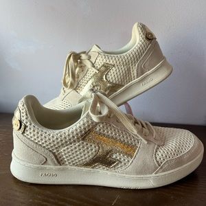 Anthropologie Faguo Hazel Sneaker Gold and Cream Size 38/6.5